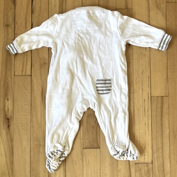 White and Gray Footies One Piece with Enclosed Feet - Picture 3 of 3